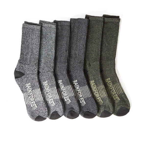 Rainforest 6 Pack Men’s Outdoor Crew Socks - Picture 2 of 6